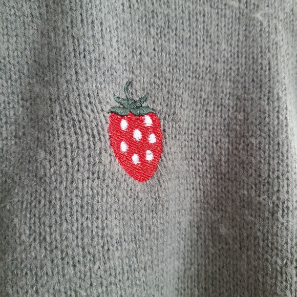 Sage Green Cropped Strawberry Cardigan - Picture 3 of 12